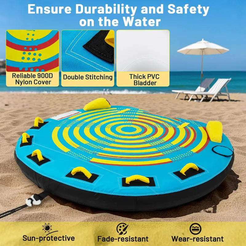 Multi-Rider Inflatable Boat Tube  13 Person Towable with Integrated Quick-Connect Fitting and Drain Plug