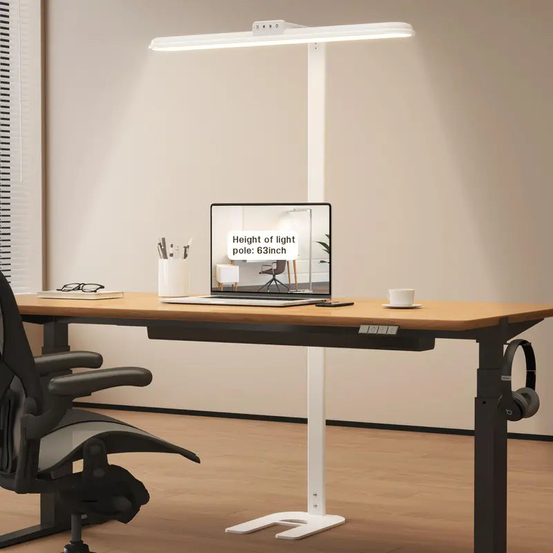 Dimmable Dual-Head LED Desk Lamp  24W, 5 Color Temperatures & Brightness Levels, Gooseneck Design