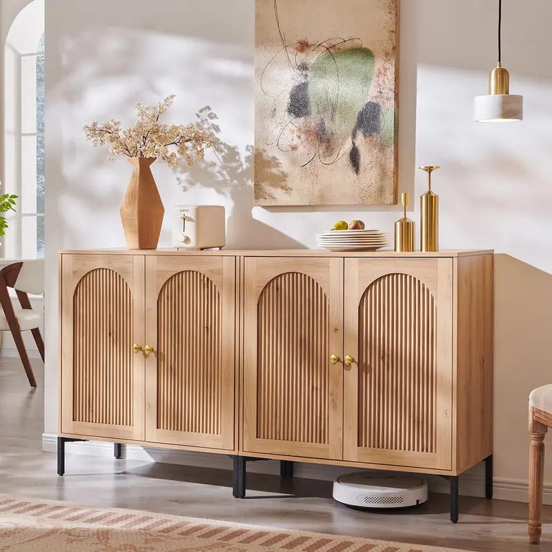 IFGET Fluted Arched Sideboard  92.6-Inch Wide Modern Farmhouse Buffet Cabinet