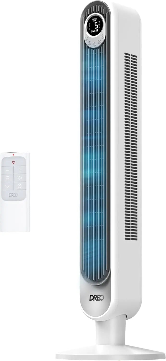 DREO Bladeless Smart Tower Fan: WiFi & Voice Enabled (Alexa/Google), 6-Speed Oscillating Floor Fan with Remote & 12H Timer