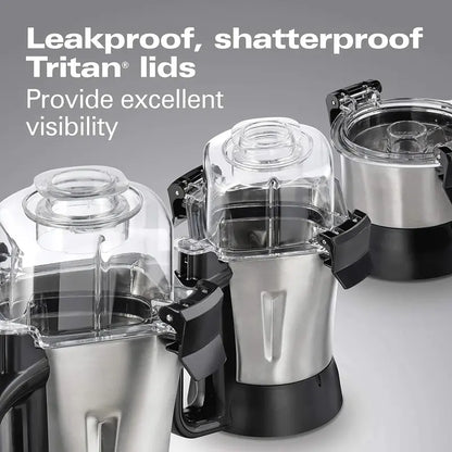Hamilton Beach Professional 4-in-1 Juicer Mixer Grinder  1400W Commercial-Grade Unit with Three Leakproof Jars