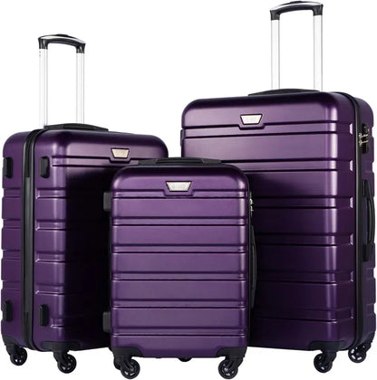 Coolife 3-Piece Lightweight Spinner Luggage Set  Hardshell Suitcases with TSA Locks