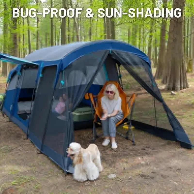 TIMBER RIDGE 8-Person Waterproof Double-Layer Tunnel Camping Tent for Families
