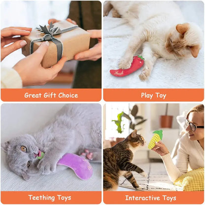Brand Catnip-Infused Plush Interactive Cat Toys  5 Pack, Farm-Themed, Safe & Non-Toxic, for Active Play & Dental Health