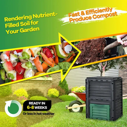 Large 80-Gallon Outdoor Compost Bin  300L Aeration-Friendly Design