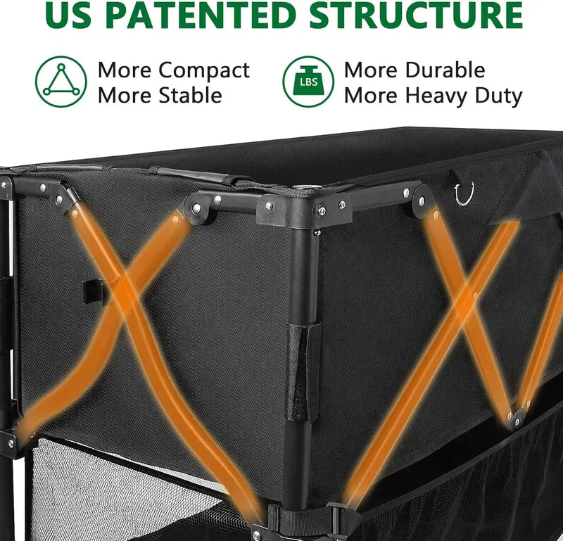54″ Sports Utility Wagon  600 lb Capacity Collapsible Double-Decker Cart with Oversized Wheels