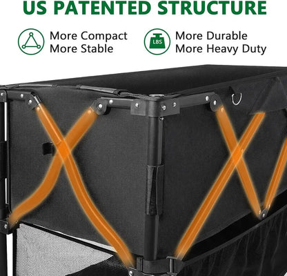 54″ Sports Utility Wagon  600 lb Capacity Collapsible Double-Decker Cart with Oversized Wheels