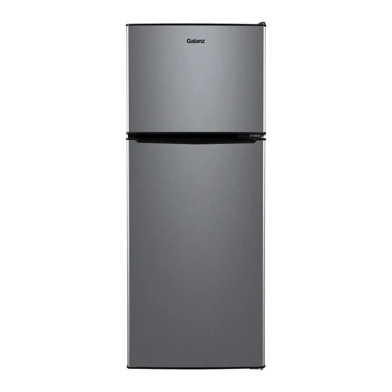 Galanz 4.6 Cu. Ft. Stainless Steel Two-Door Mini Fridge with Freezer Compartment