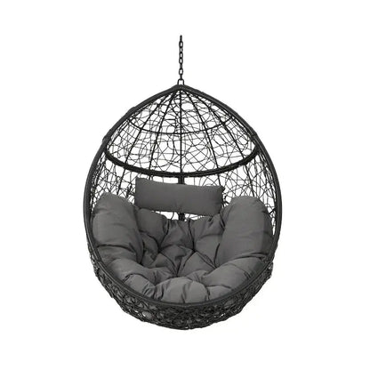 Wicker Hanging Basket Chair  Waterproof Outdoor Hammock Seat, 300 lb Support