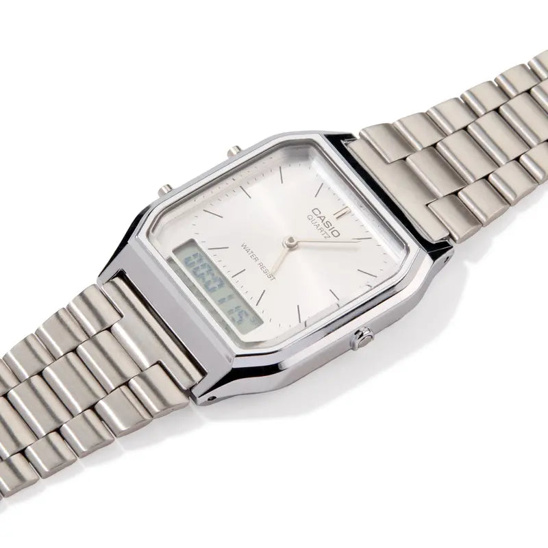 Casio AQ230 Silver Analog-Digital Watch