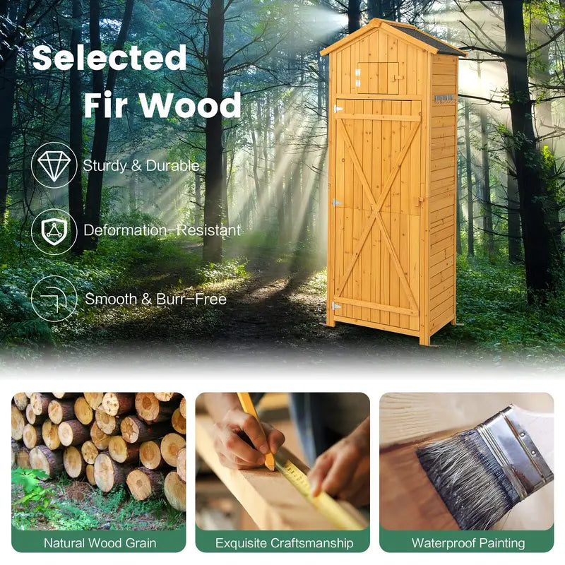 Lockable Wooden Outdoor Storage Shed  Garden Cabinet with Secure Doors