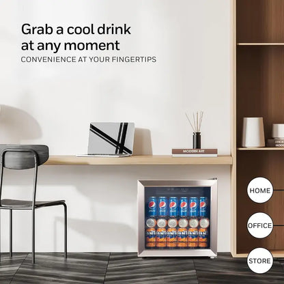Honeywell 115-Can Beverage Refrigerator  Glass-Door Mini Fridge with Electronic Temp Control & Customizable Shelving for Home or Commercial Use