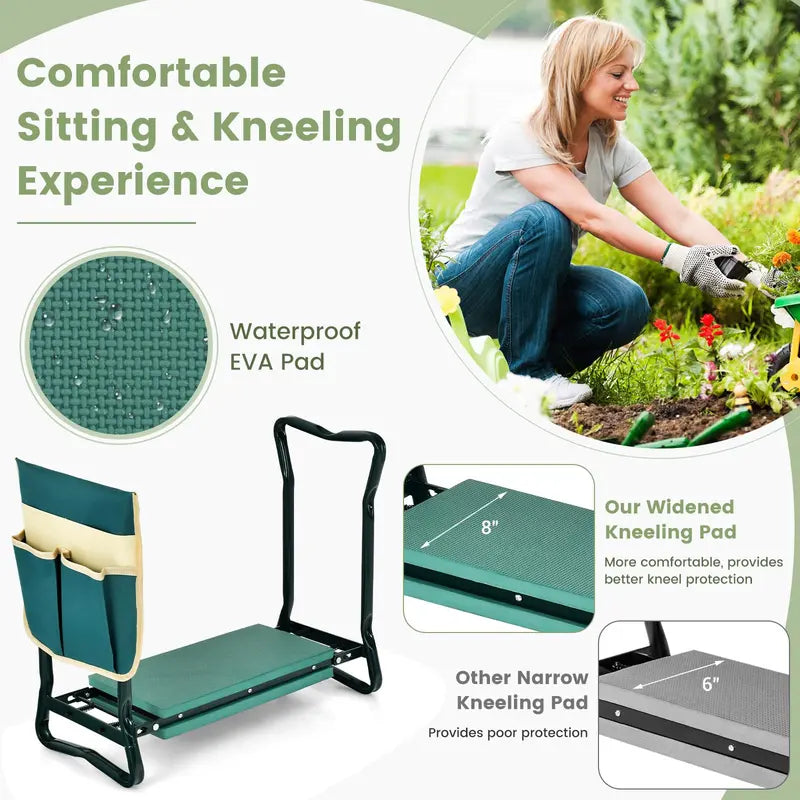 Heavy-Duty Folding Kneeler Bench  Gardening Pad with Cushioned Support
