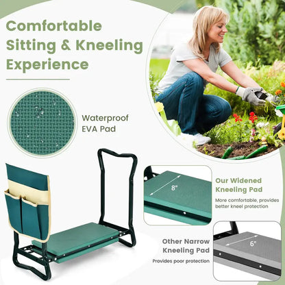 Heavy-Duty Folding Kneeler Bench  Gardening Pad with Cushioned Support