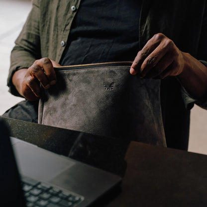 Suede Flight Pouch - Storm Grey