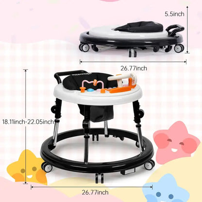 Wismind Foldable Baby Walker with Light-Up Piano Keys and Soothing Melodies