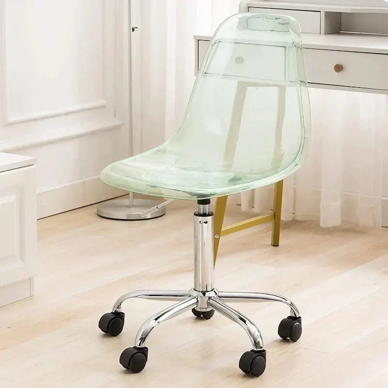 Adjustable Height Swivel Office Chair with Acrylic Back and Rolling Casters