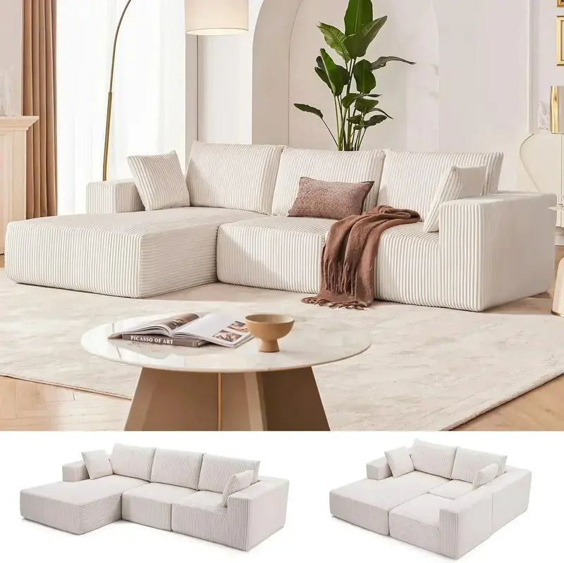 108-Inch Modern Cloud Sectional Sofa  Deep-Seated L-Shaped Design with Plush Upholstery