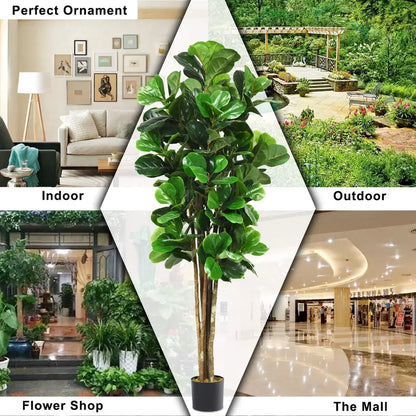 Lifelike Fiddle Leaf Fig Tree  Premium Fake Indoor Greenery Plant