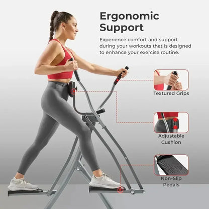 Sunny Health & Fitness Smart Air Walker  Low-Impact Elliptical with 30-Inch Stride & Glider Motion