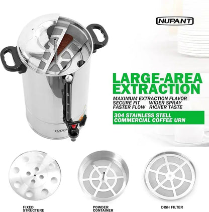 Commercial-Grade 15L Stainless Steel Coffee Brewer (Grade 304)