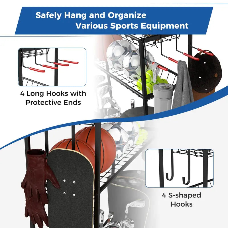 Mobile Golf Bag Organizer with Three Compartments and Smooth-Rolling Casters
