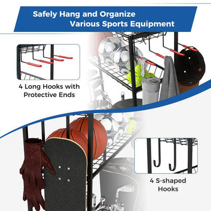 Mobile Golf Bag Organizer with Three Compartments and Smooth-Rolling Casters