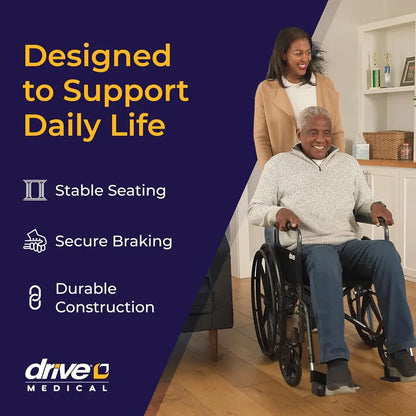 Drive Medical Silver Sport 1 Folding Transport Wheelchair  Lightweight, Compact Mobility Aid