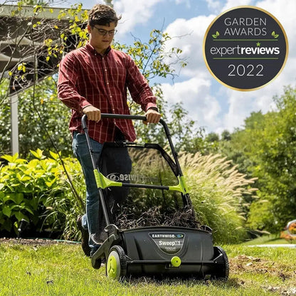 21-Inch Push Lawn Sweeper: Large Grass & Debris Collector with 26-Gallon Hopper