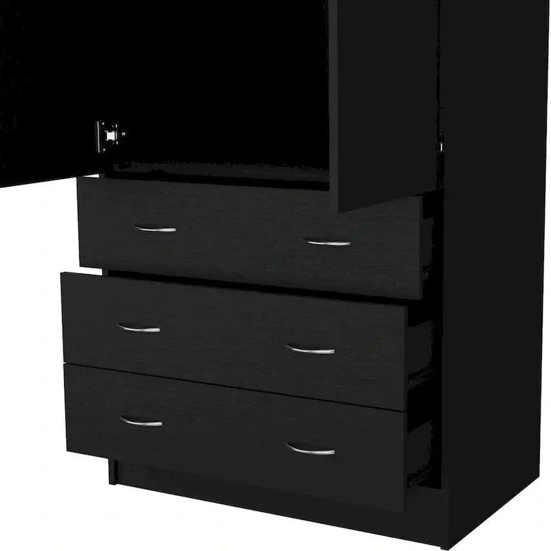 Contemporary Double-Door Bedroom Armoire with Drawers and Hanging Space