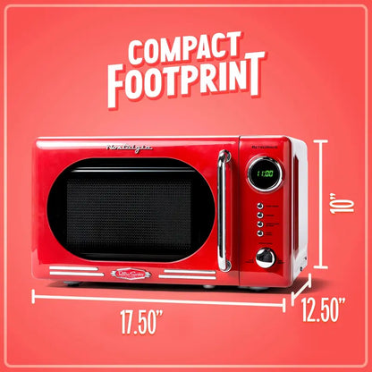 Nostalgia Retro Microwave Oven  0.7 Cu. Ft., 700W Countertop Model with LED Display, Child Lock & Easy-Clean Interior  Red