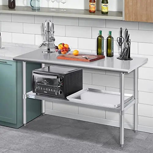 Hally Stainless Steel Table for Prep   Work 30 x 60 Inches, NSF Commercial Heavy Duty Table
