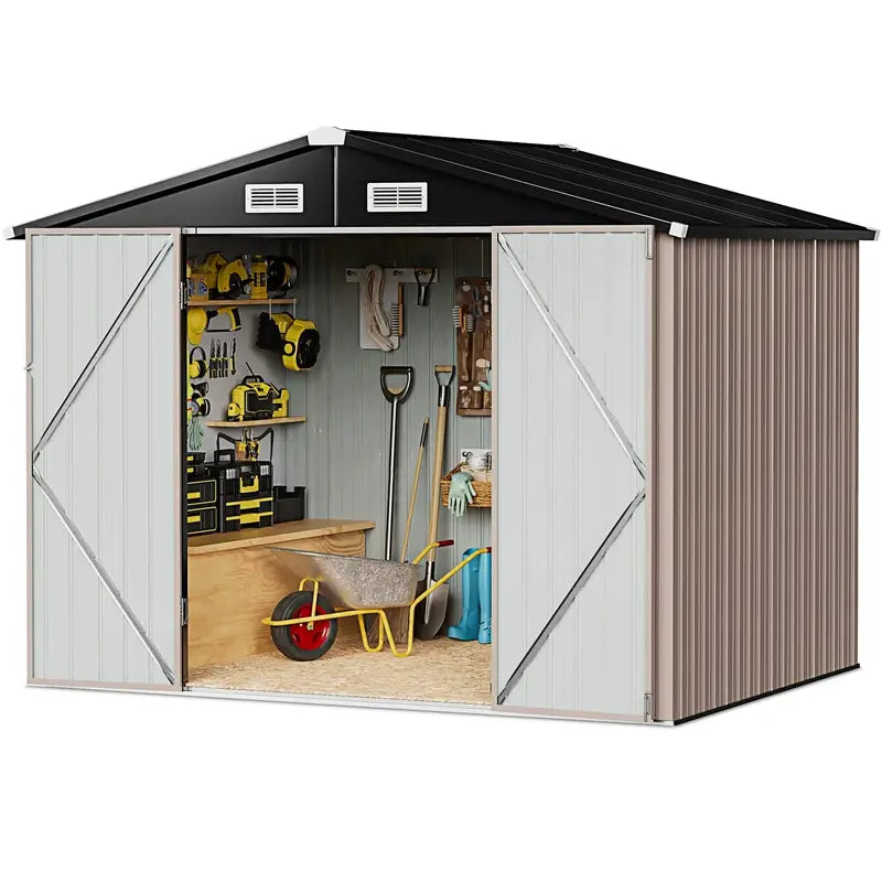 Aoxun 6.4×4 FT Compact Outdoor Storage Shed  Weatherproof Tool & Garden Equipment Enclosure