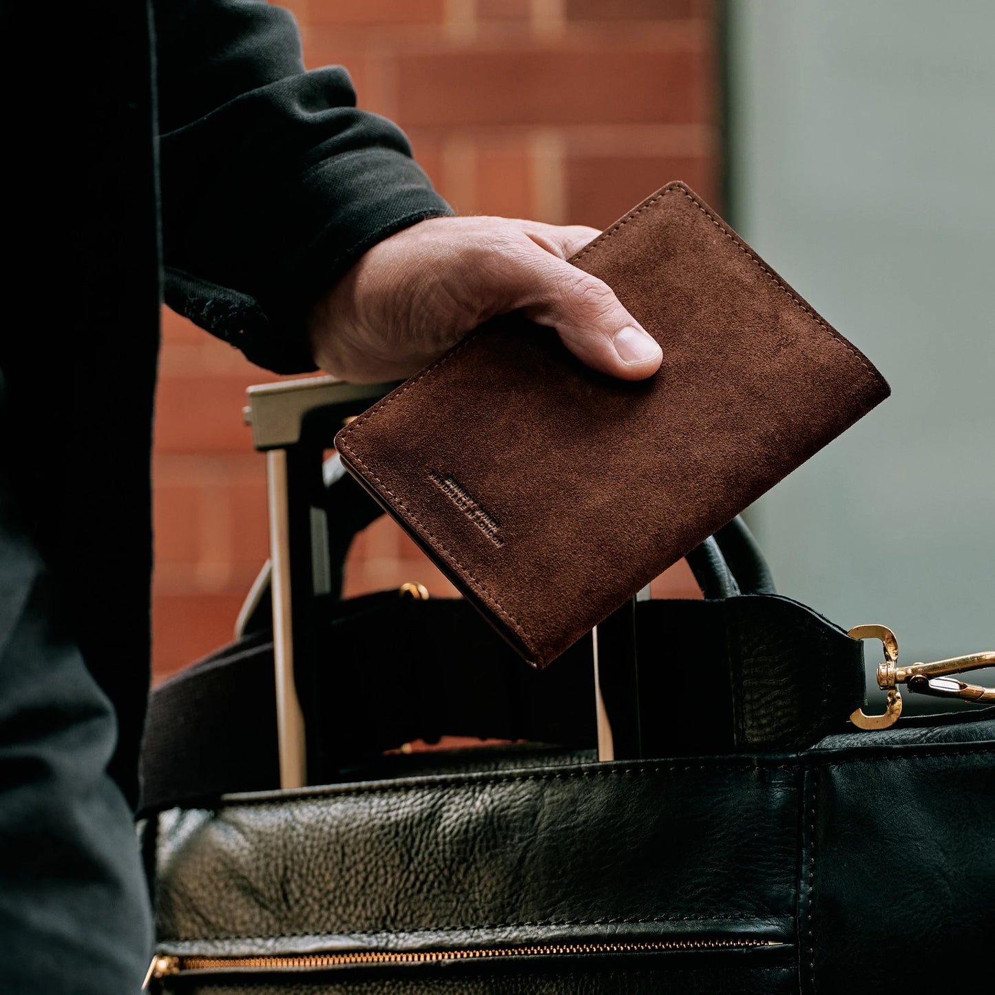 Suede Passport Wallet - Tobacco Brown