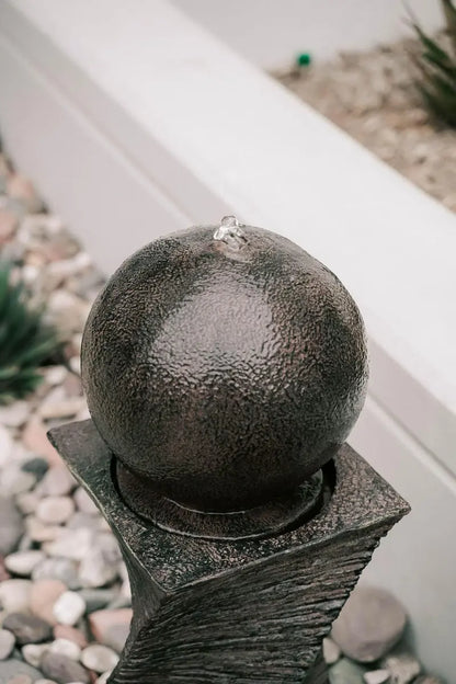 XBrand Zen Ball Indoor/Outdoor Water Fountain  30-Inch Black Swirl Sphere Sculpture