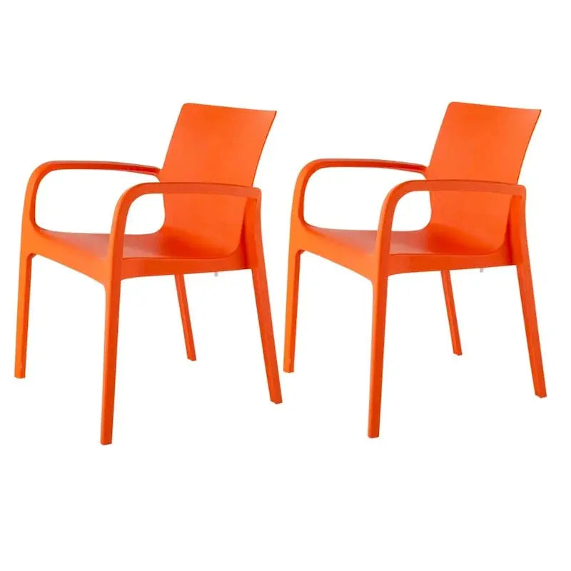 Alissa All-Weather Stackable Dining Armchairs  Resin Outdoor Seating Set of 2