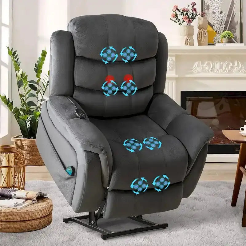 Lay-Flat Power Lift Recliner for Elderly  Therapeutic Massage & Heating Chair with Zero-Gravity Position