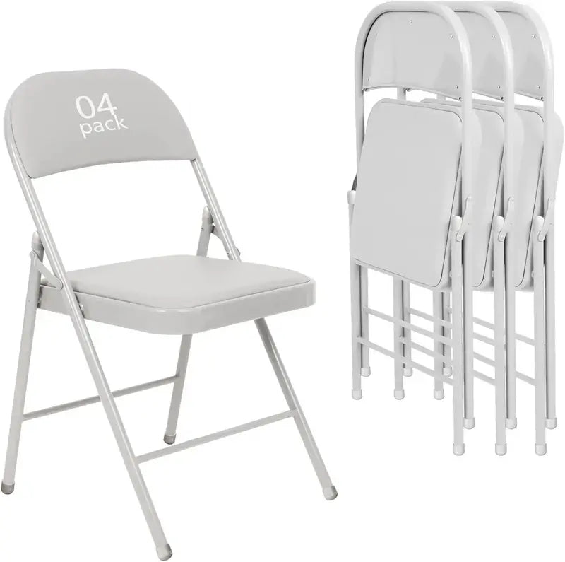Set of Six Black Folding Chairs ¡ª Leather-Upholstered Event Seating for Weddings, Offices &amp; Gatherings