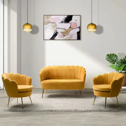 Xabier 52″ 3-Piece Living Room Set  Contemporary Sofa & Accent Chairs by HULALA HOME