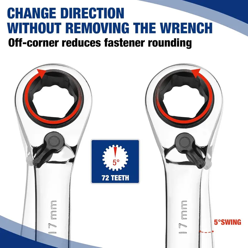 WORKPRO 7-Piece Reversible 3-in-1 Ratchet Wrench Kit