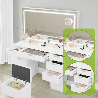 Moasis Illuminated Vanity Cabinet — 46-Inch LED Mirror, Built-in Outlet, Hair Dryer Rack, and Slim Profile
