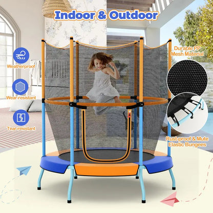 Kids’ Round Trampoline with Safety Enclosure