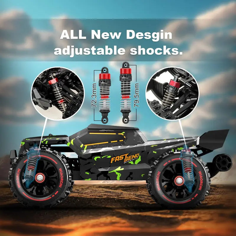 WIAORCHI 1/16 Scale Brushless RTR RC Car  42 mph High-Speed Off-Road Vehicle with Dual Batteries