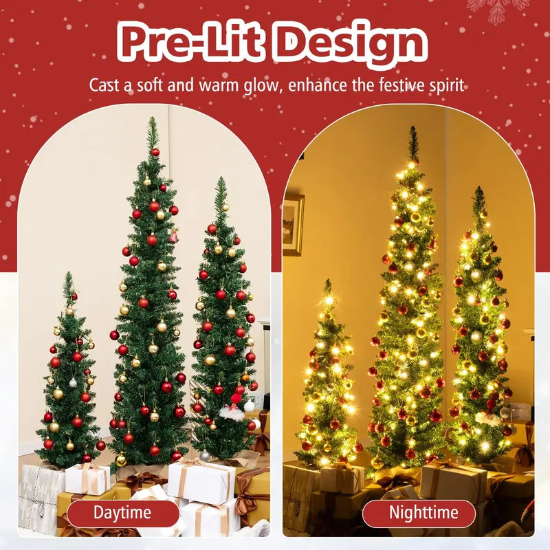 Pre-Lit Artificial Christmas Tree Trio (3′, 4′, 5′)