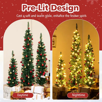 Pre-Lit Artificial Christmas Tree Trio (3′, 4′, 5′)