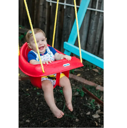Little Tikes 637247 Highback Plastic Toddler Playset Swing with Seat Belt, Red