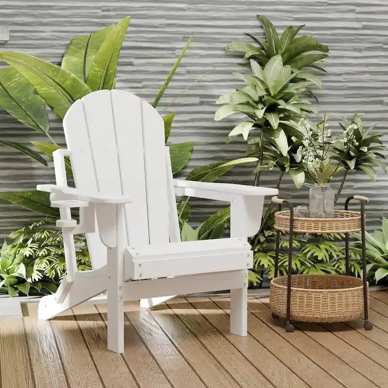 All-Terrain Folding Adirondack Patio Chair with Integrated Cup Holder  Outdoor Leisure Seat