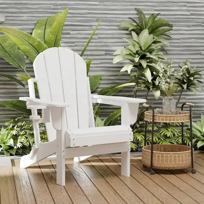 All-Terrain Folding Adirondack Patio Chair with Integrated Cup Holder  Outdoor Leisure Seat
