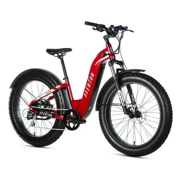 Aventon Aventure Step-Through E-Bike  Electric Hybrid Bike in Red, Medium/Large Frame Size