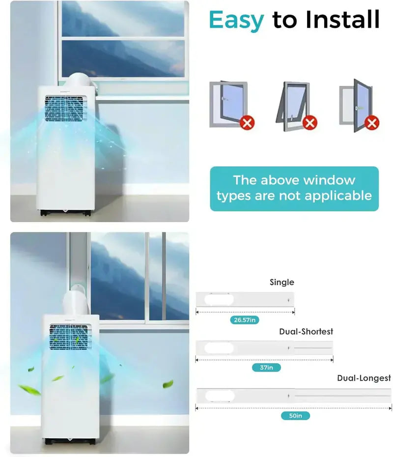8,000 BTU 3-in-1 Portable Air Conditioner with Remote & Whisper-Quiet Operation